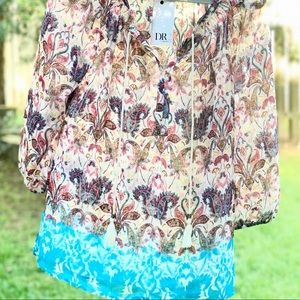 NWT Sheer Summer Boho Blouse